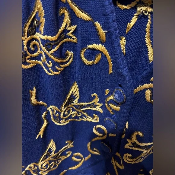 Vtg RARE Michael Simon Gold Threaded Cardigan
